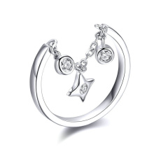 sterlign plata 925 estrella circonita anillo de diamantes de plata estrella encanto eslabón de cadena plata 925 anillos mujeres